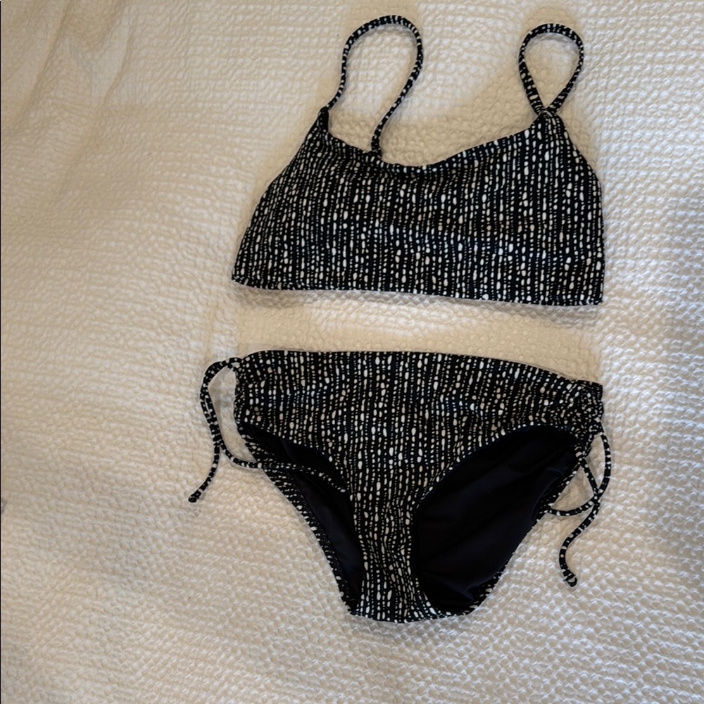 Black and White Striped Bikini Set
